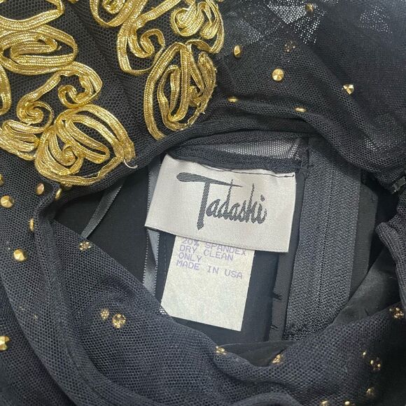 Tadashi VTG Black Gold 90s Dress Size 6 - Picture 5 of 8